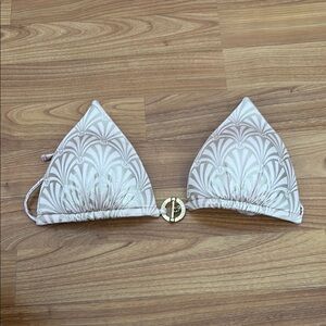 Chic Beige and Gold Bikini Top